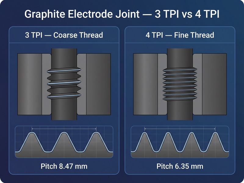 3 TPI and 4 TPI graphite electrode nipple